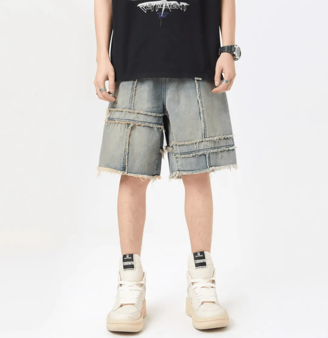 🔥 Fashion Summer Stitching Denim Shorts for Men – Stylish & Comfortable