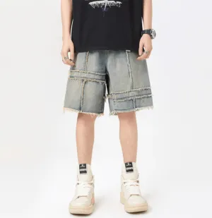 🔥 Fashion Summer Stitching Denim Shorts for Men – Stylish & Comfortable