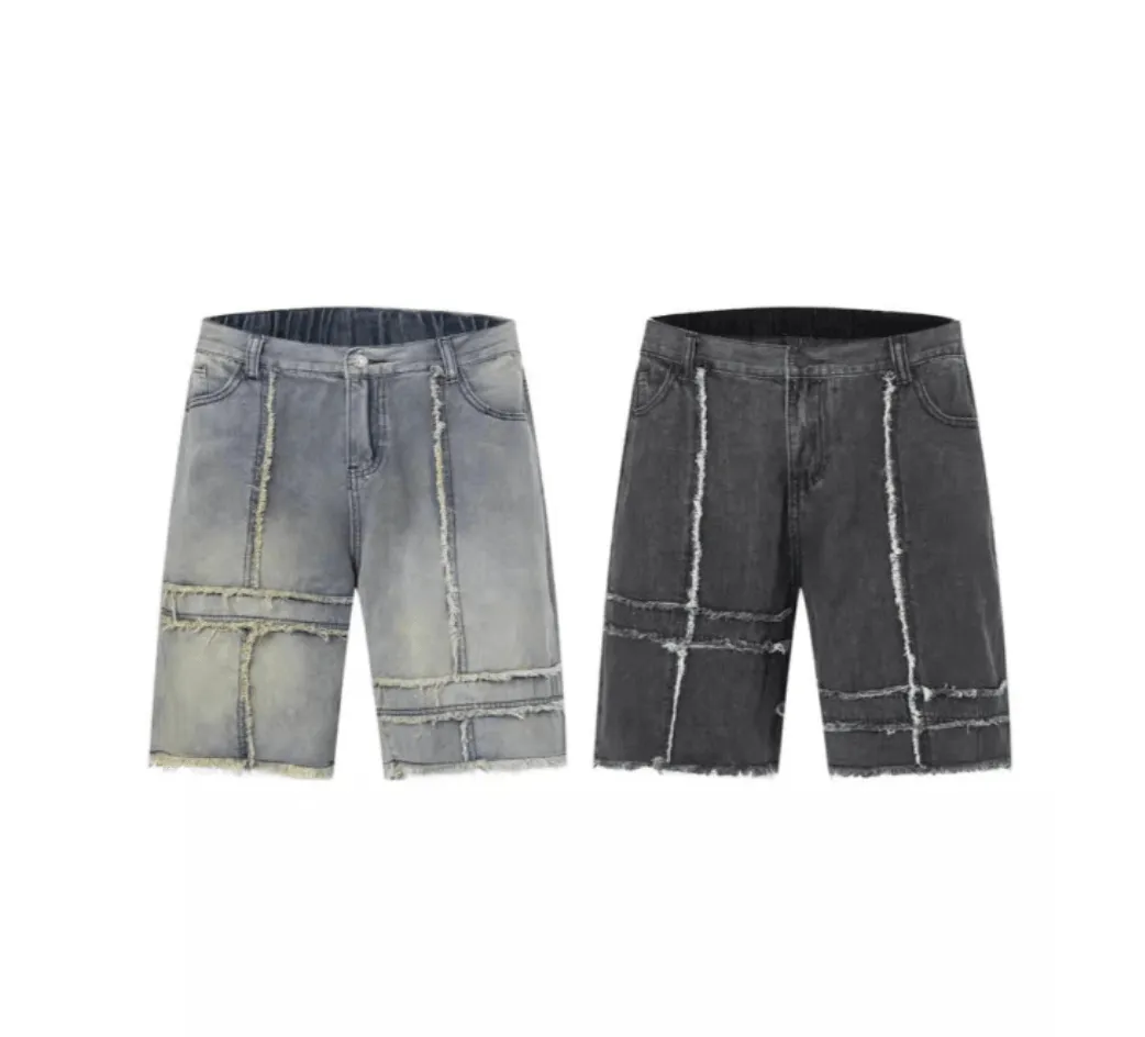 🔥 Fashion Summer Stitching Denim Shorts for Men – Stylish & Comfortable
