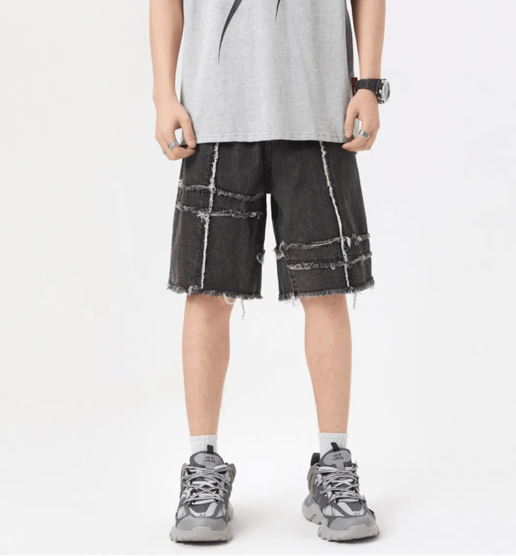 🔥 Fashion Summer Stitching Denim Shorts for Men – Stylish & Comfortable