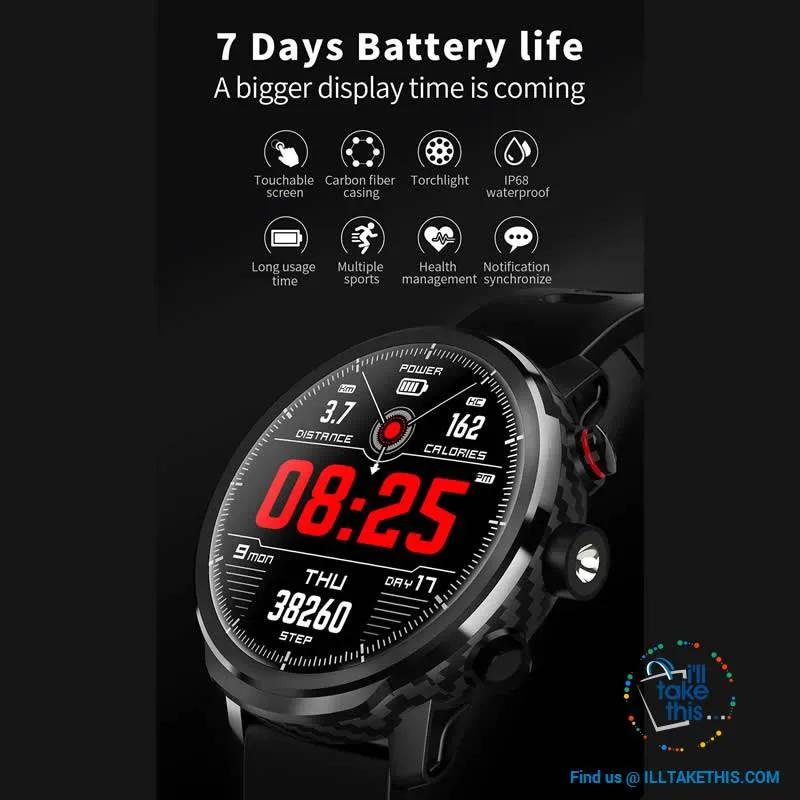 ⌚ Super Sports Carbonfibre Smartwatches, Multi-Sports Mode - Bluetooth, 3 Color options