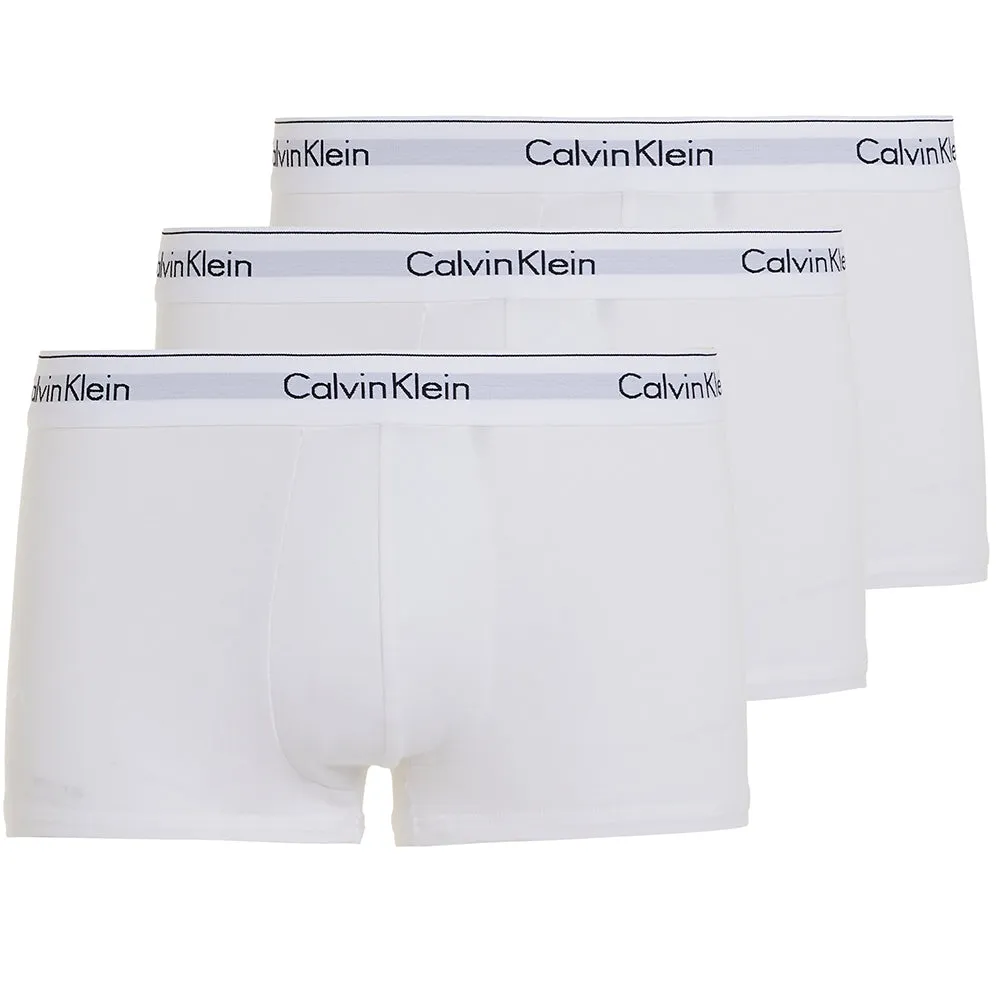 3-Pack Modern Cotton Boxer Trunks, White