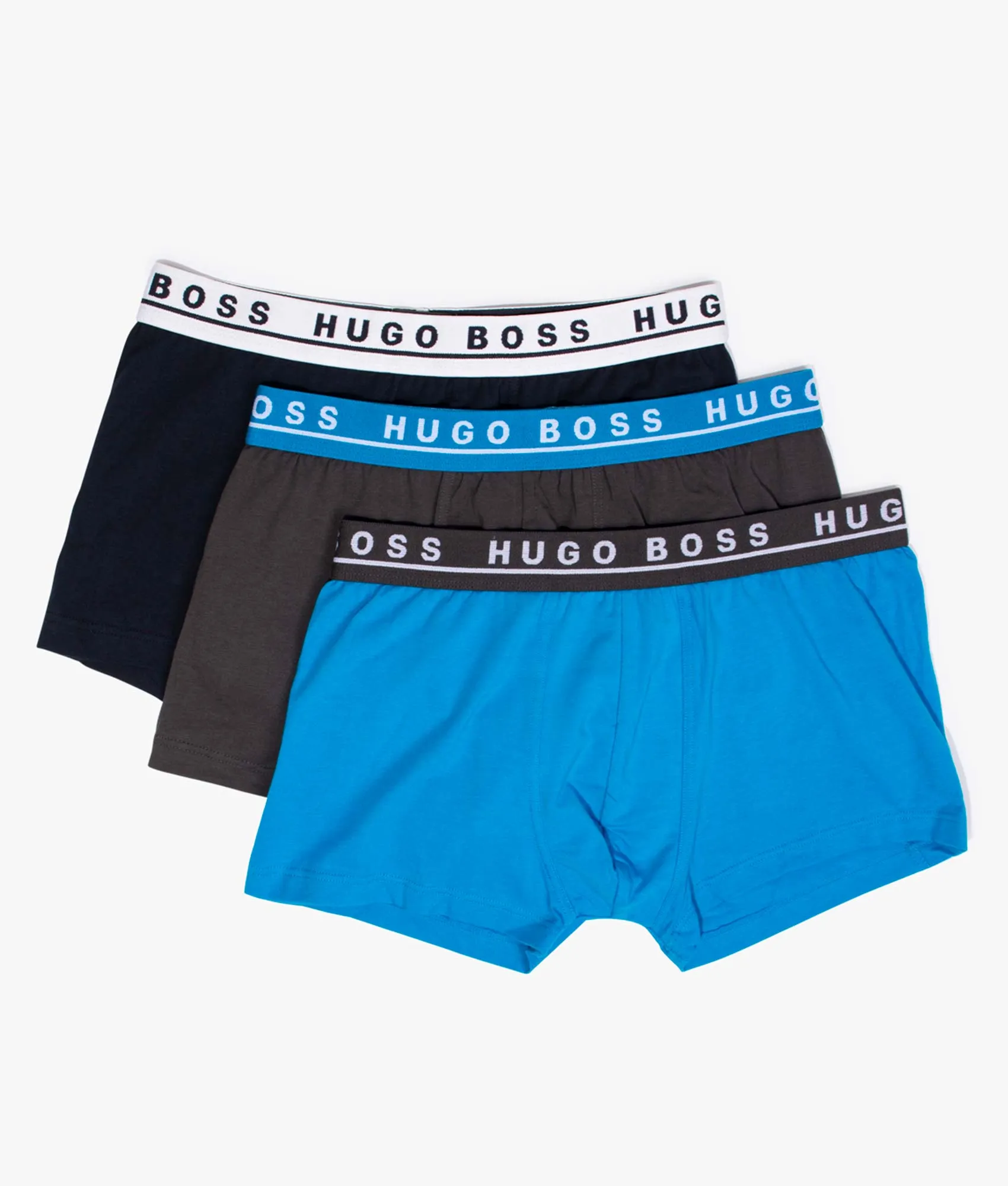 3 Pack Of Stretch Colour Waistband Trunks