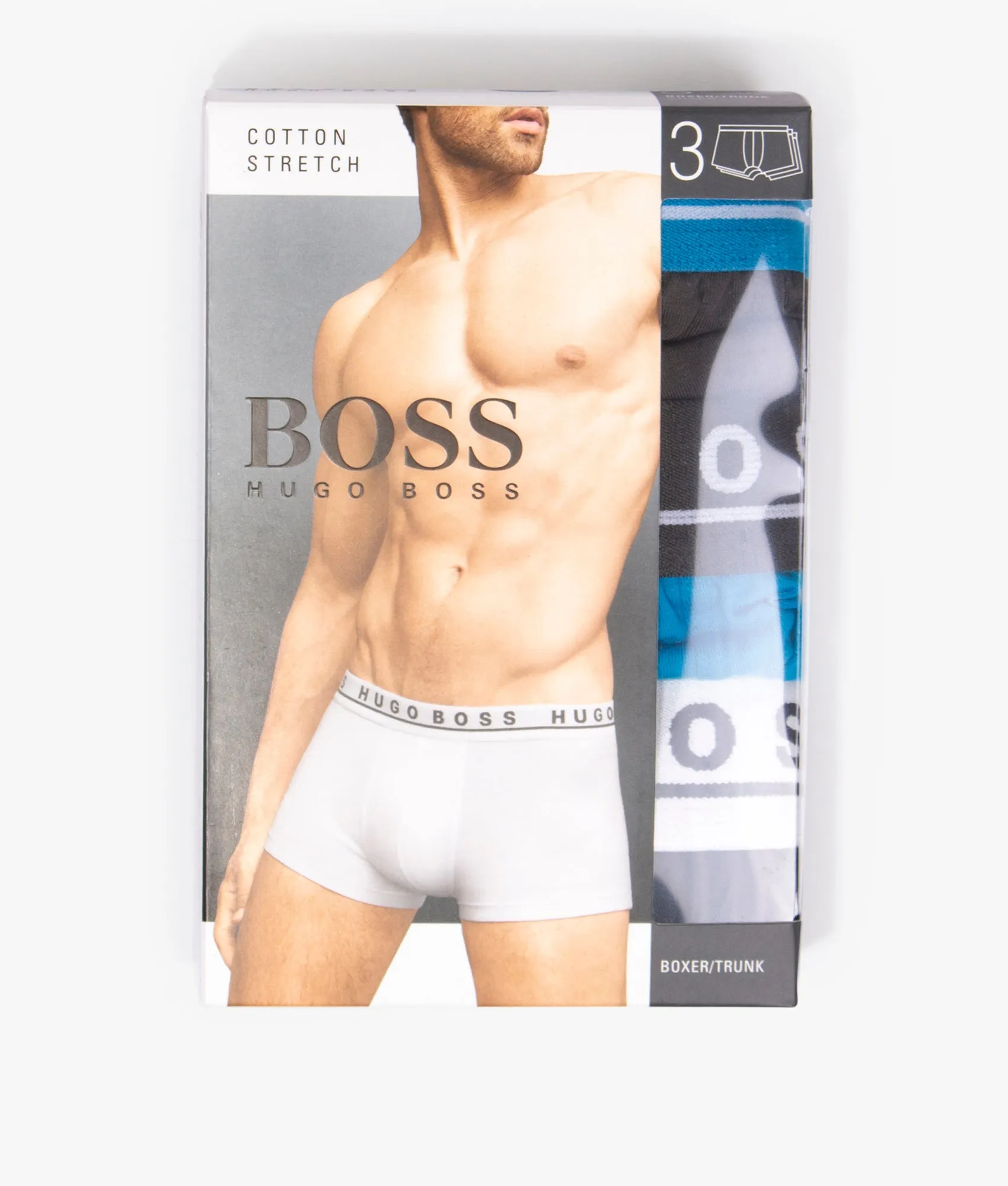 3 Pack Of Stretch Colour Waistband Trunks