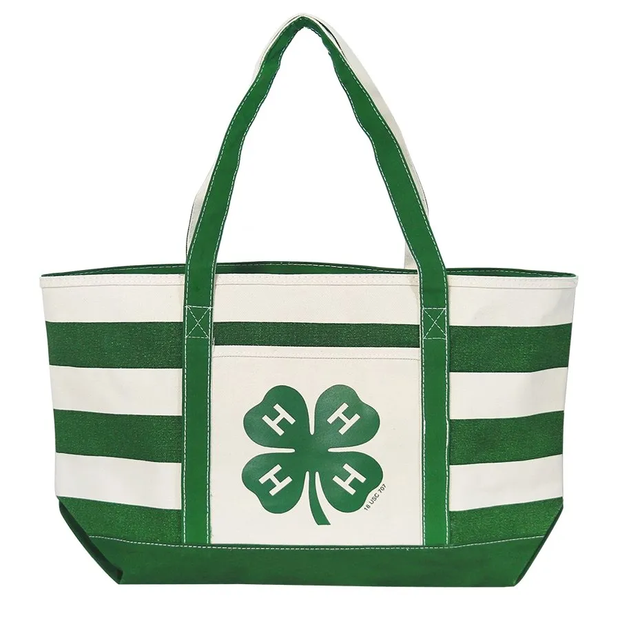 4-H Green and White Canvas Tote