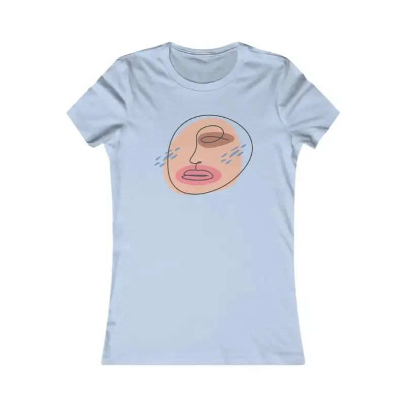 Abstract Face Tee for Chic Women