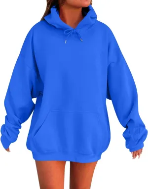 ADHOWBEW Womens Hoodies 2024 Fashion Oversized Drop Shoulder Long Sleeve Drawstring Sweatshirt Pullover with Pockets