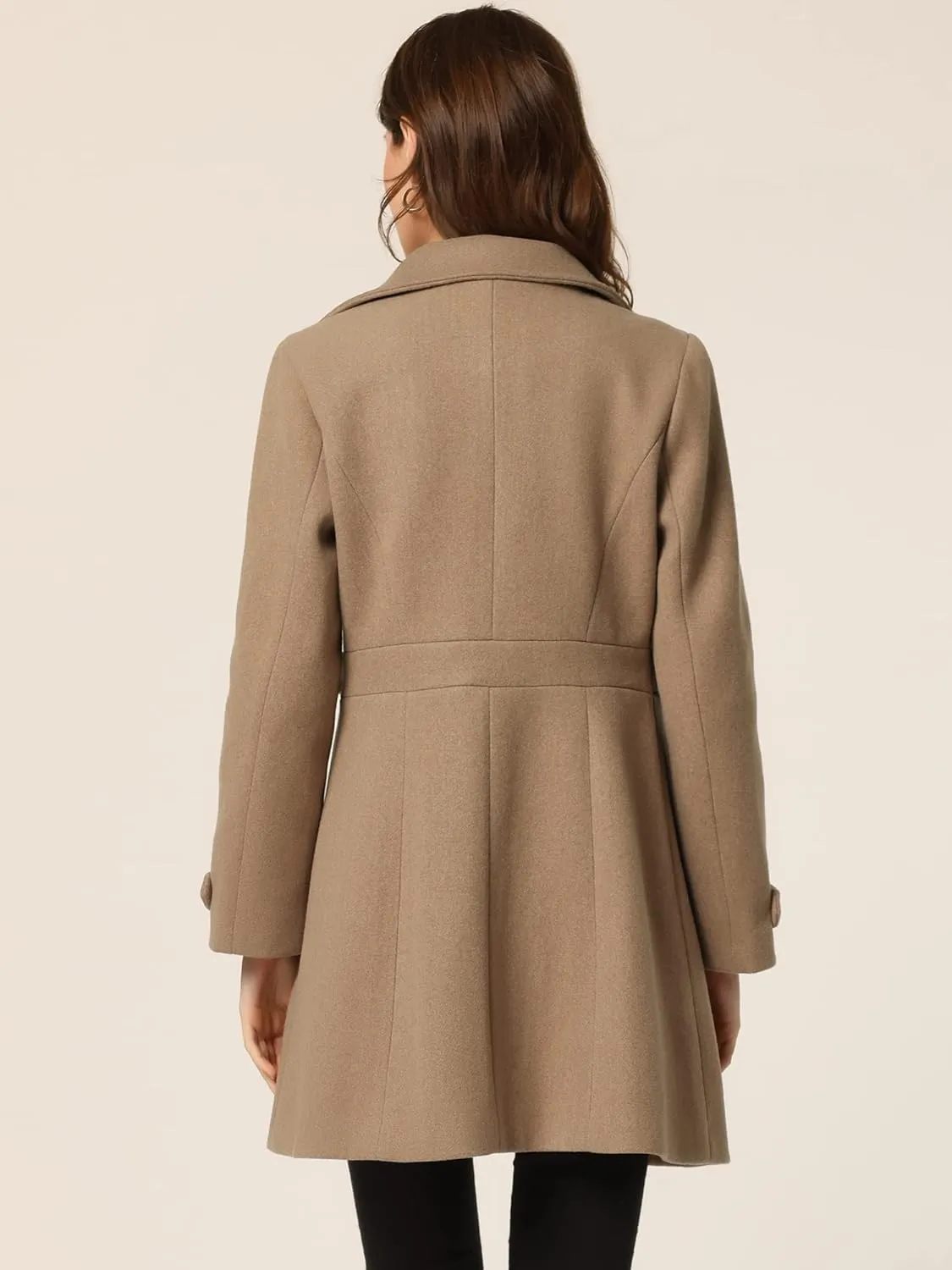 Allegra K Women's Winter Classic Outwear Overcoat with Pockets Single Breasted Pea Coat