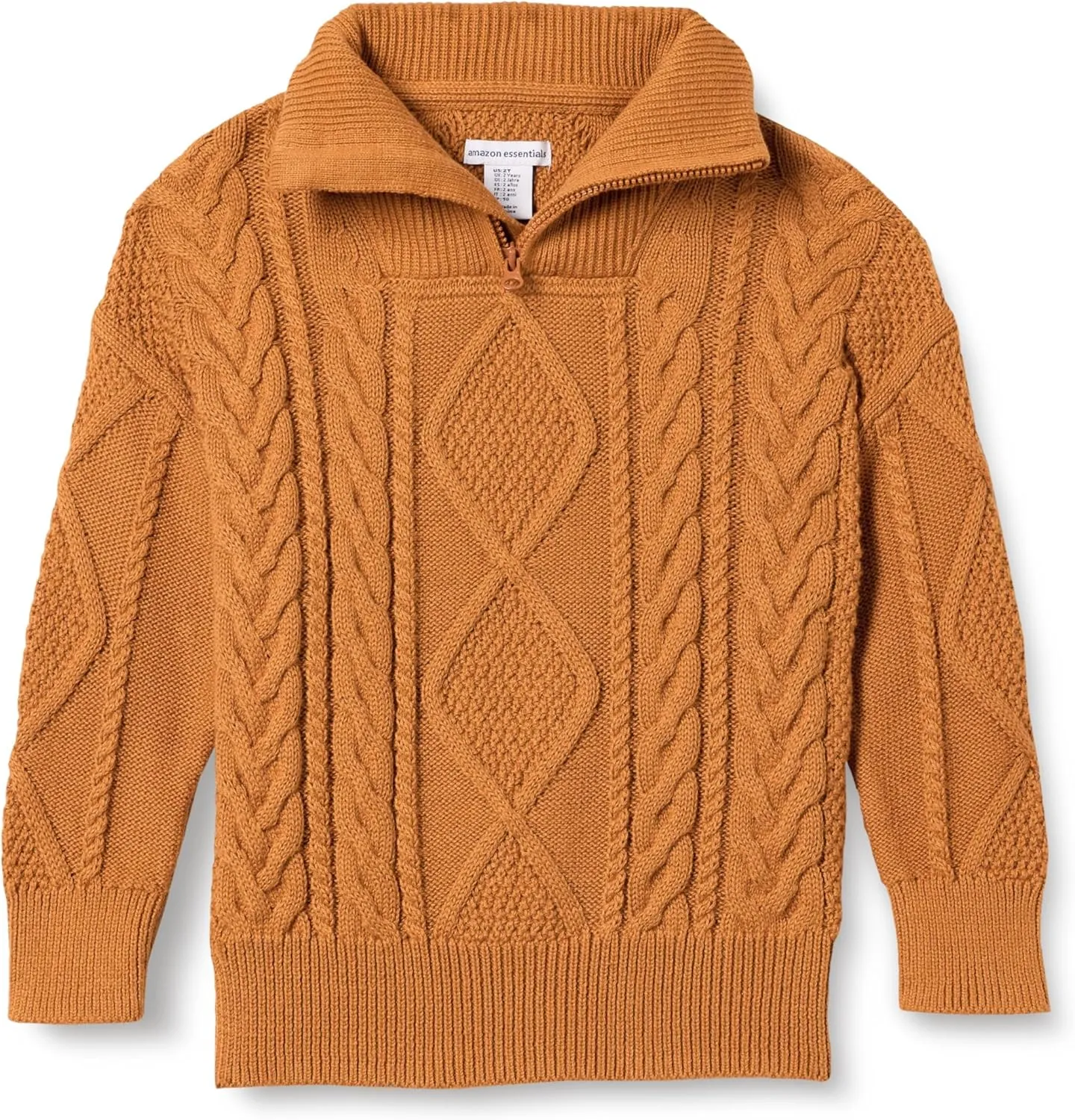 Amazon Essentials Boys and Toddlers' Quarter-Zip Cable-Knit Relaxed-Fit Sweater