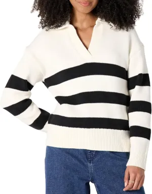 Amazon Essentials Women's Relaxed-Fit Heavyweight Cotton Polo Pullover Sweater