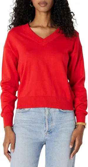 Amazon Essentials Women's Relaxed-Fit Lightweight V-Neck Cropped Sweater
