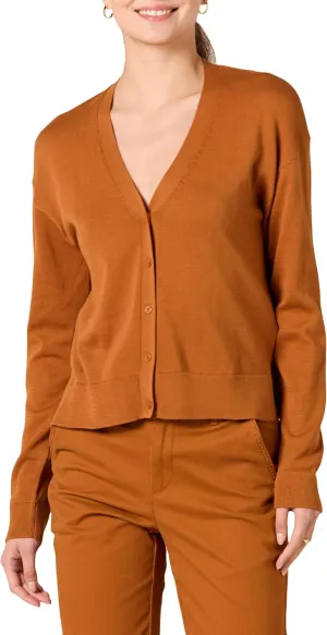 Amazon Essentials Women's V-Neck Lightweight Cropped Relaxed-Fit Cardigan Sweater