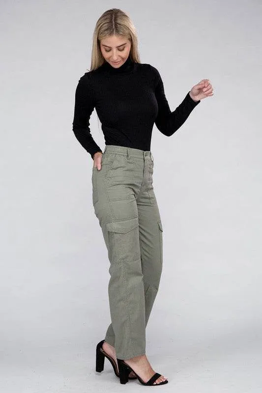 Ambiance Casual Everyday Wear Elastic-Waist Cargo Pants