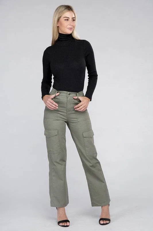 Ambiance Casual Everyday Wear Elastic-Waist Cargo Pants