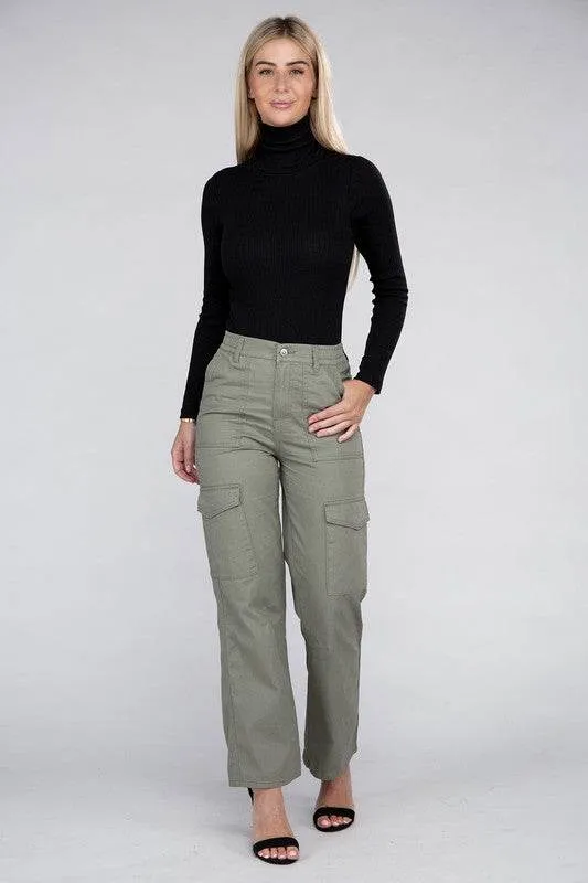 Ambiance Casual Everyday Wear Elastic-Waist Cargo Pants