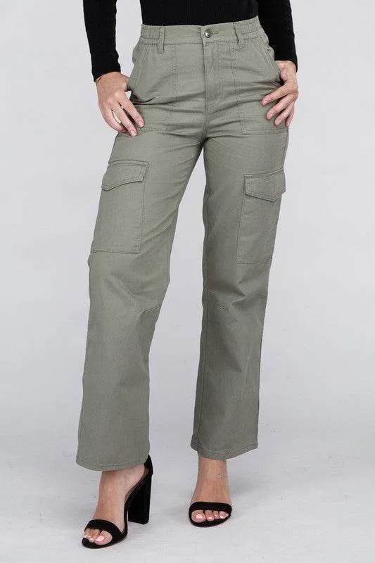 Ambiance Casual Everyday Wear Elastic-Waist Cargo Pants