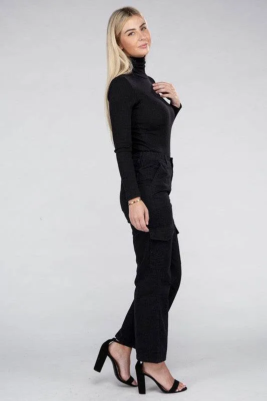 Ambiance Casual Everyday Wear Elastic-Waist Cargo Pants