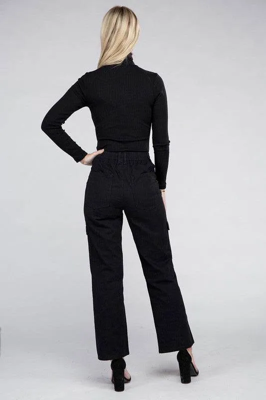 Ambiance Casual Everyday Wear Elastic-Waist Cargo Pants