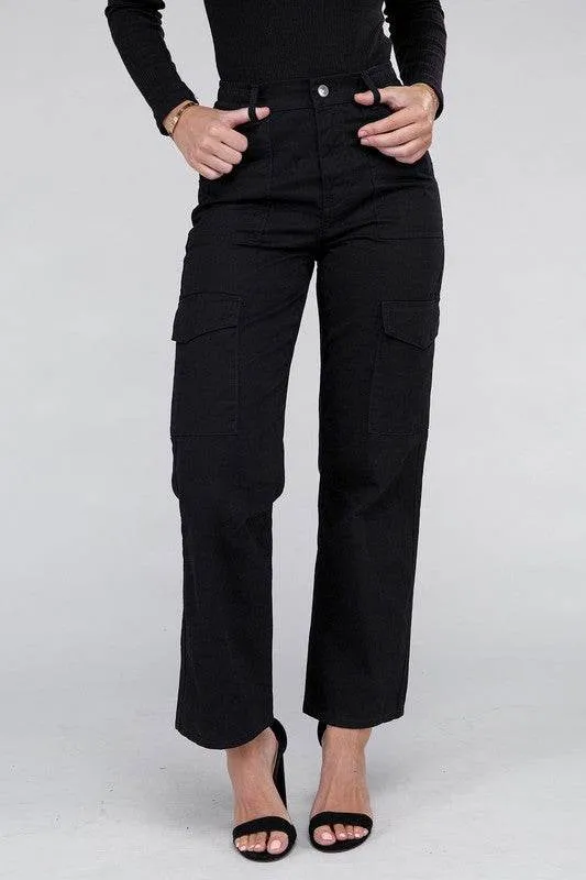 Ambiance Casual Everyday Wear Elastic-Waist Cargo Pants