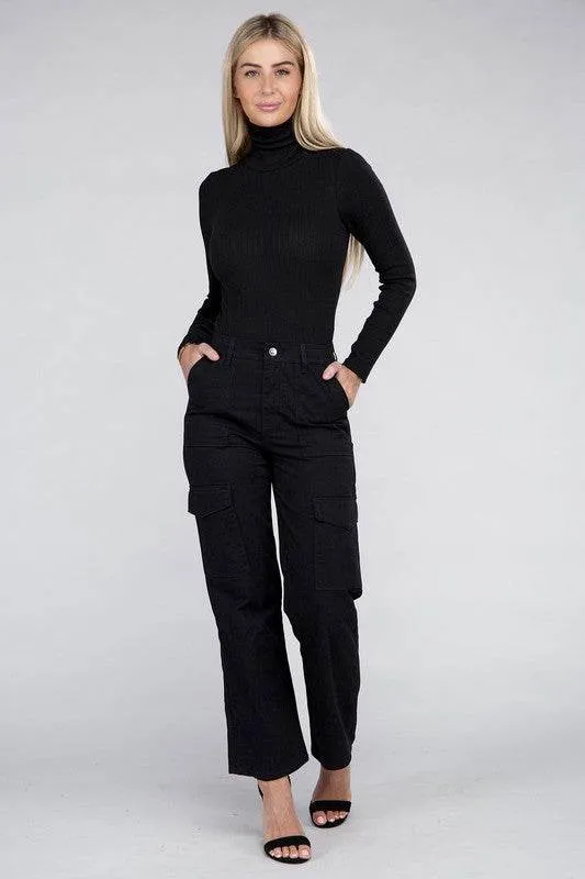 Ambiance Casual Everyday Wear Elastic-Waist Cargo Pants