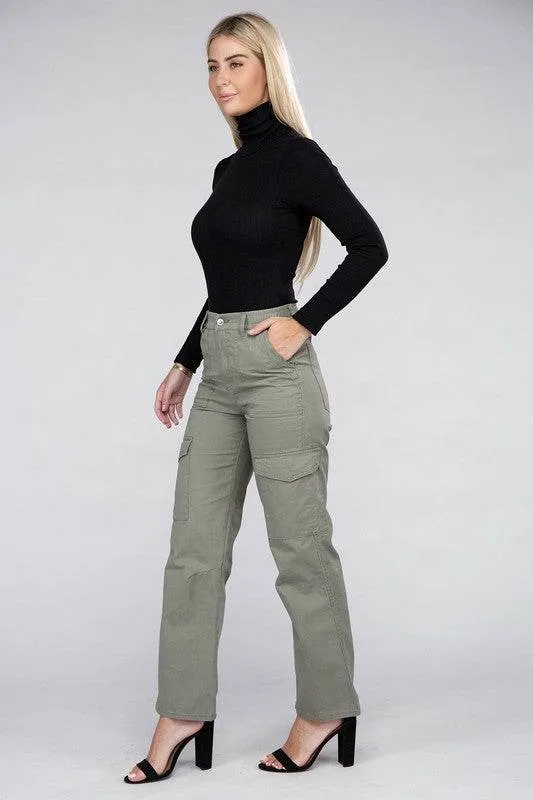 Ambiance Casual Everyday Wear Elastic-Waist Cargo Pants
