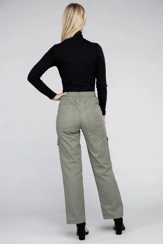 Ambiance Casual Everyday Wear Elastic-Waist Cargo Pants
