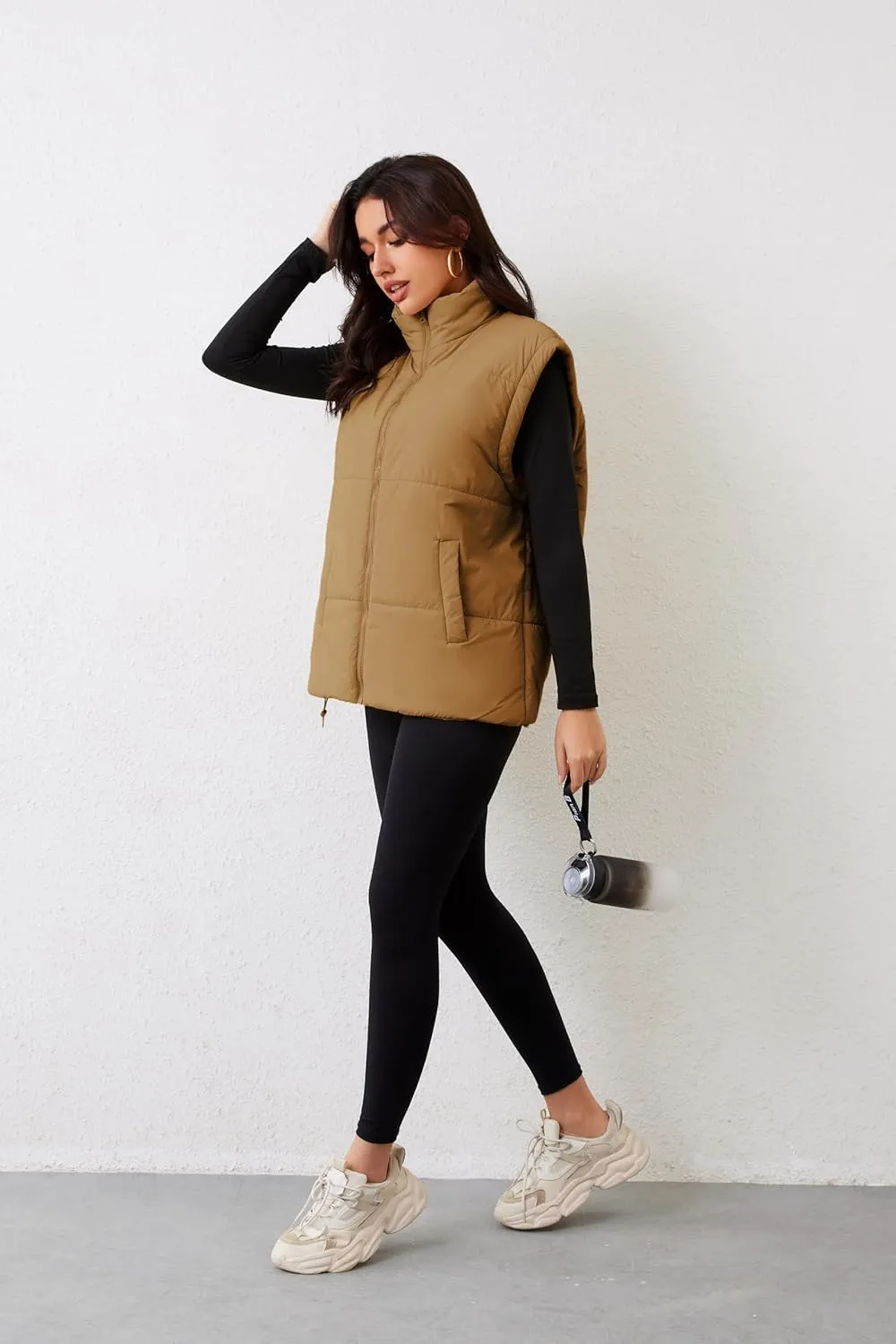 AMEBELLE Women's Oversized Puffer Vest Winter Quilted Lightweight Stand Collar Warm Padded Gilet Sleeveless Puffy Outerwear