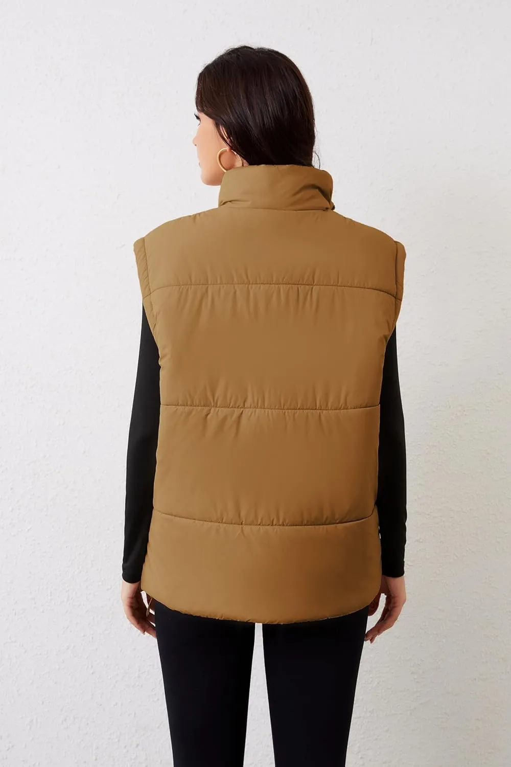 AMEBELLE Women's Oversized Puffer Vest Winter Quilted Lightweight Stand Collar Warm Padded Gilet Sleeveless Puffy Outerwear