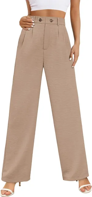 Angerella Women's Wide Leg Pants Loose Fit High Elastic Waisted Business Casual Long Trousers Pant