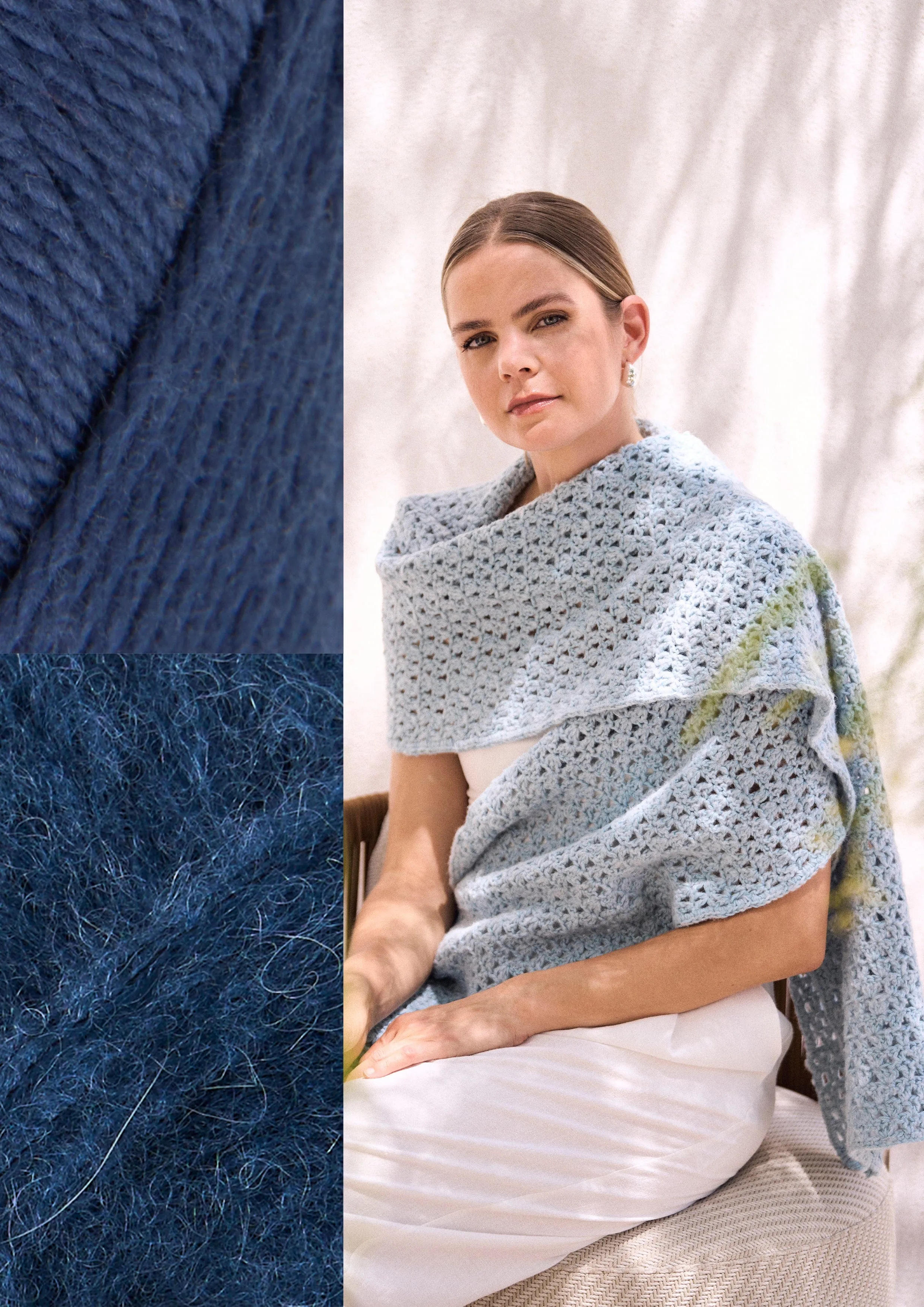 Annelise Crochet Wrap (colorway: Navy & Sapphire) Kit