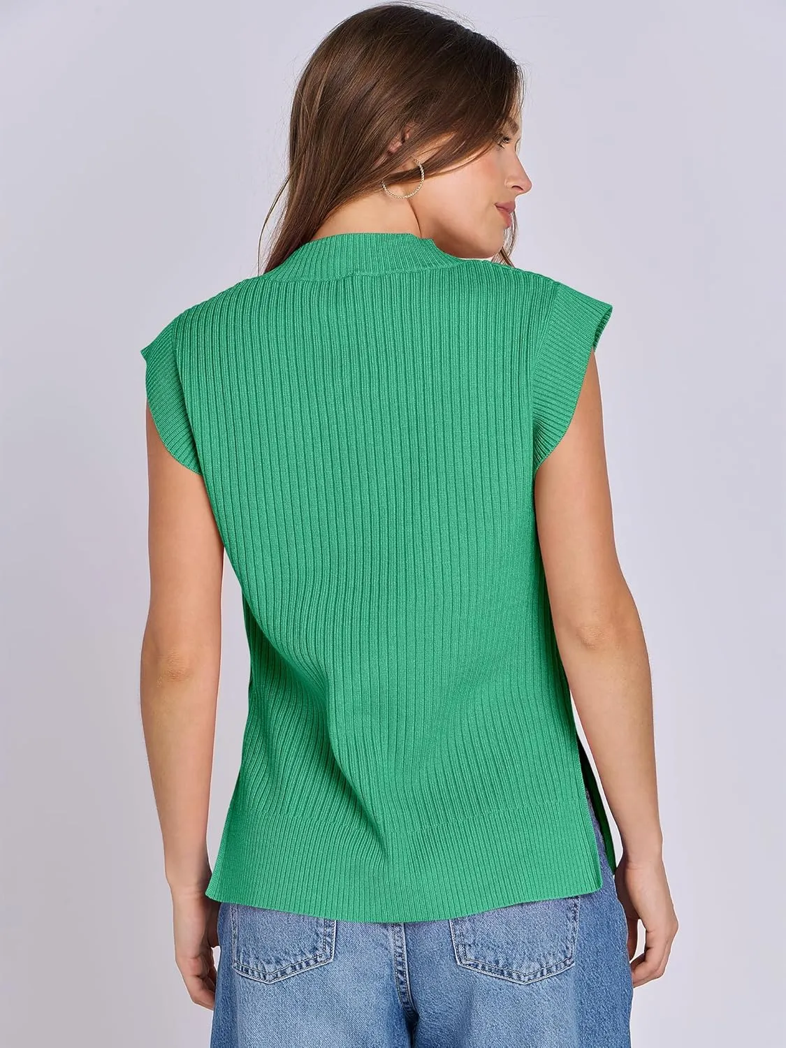 ANRABESS Womens V Neck Sweater Vest Oversized Sleeveless Tops Casual Ribbed Knit Loose 2025 Summer Tank Top Outfits Clothes