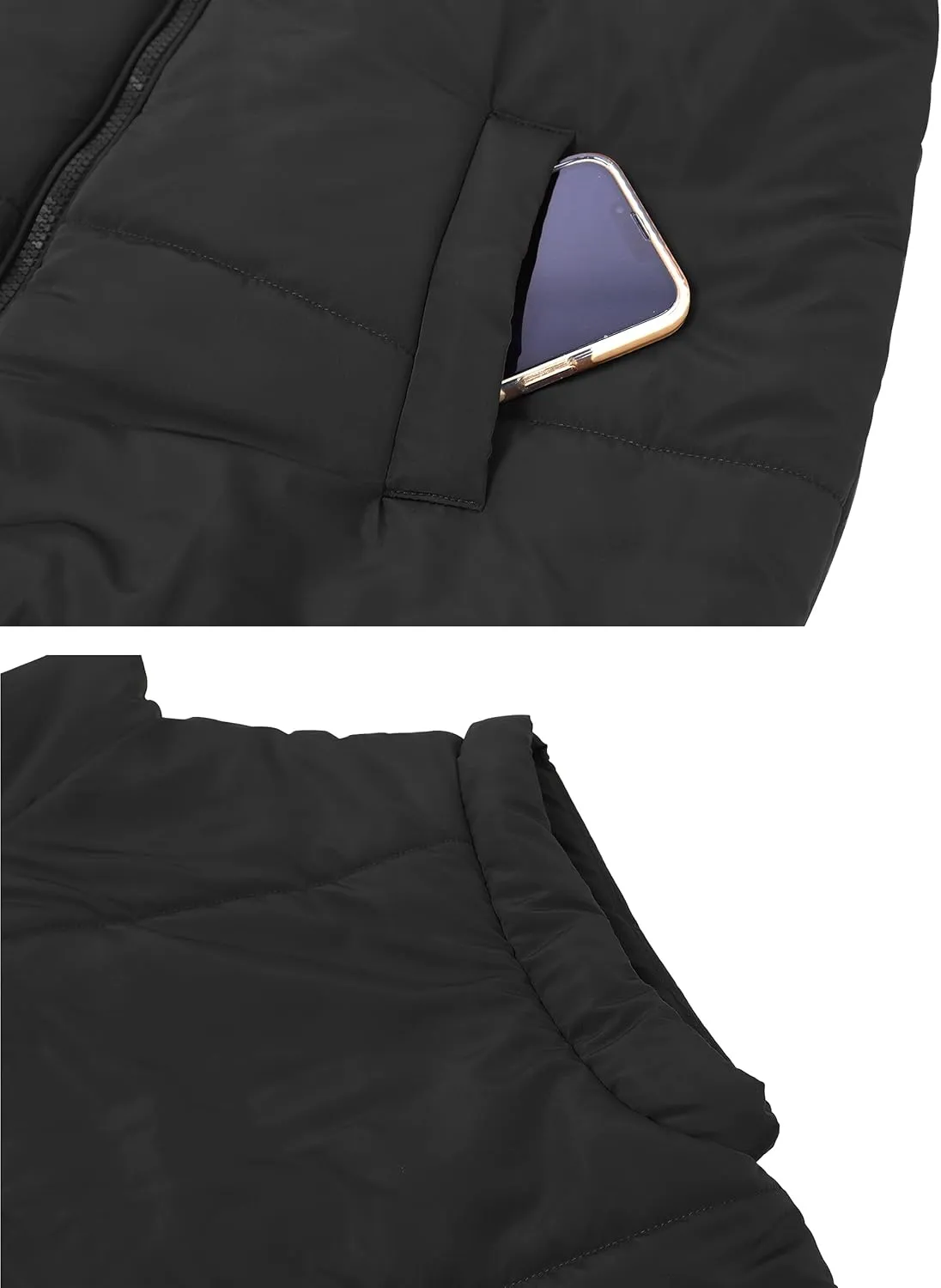 APAFES Women Winter Oversized Puffer Vest Lightweight Stand Collar Flysleeve Insulated Padded Puffy Jackets Coat with Pockets