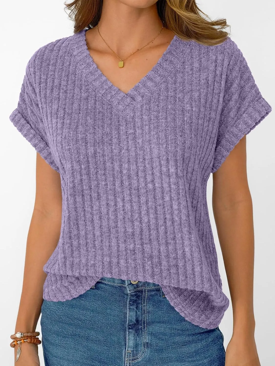 AUTOMET Women Tops Summer Sweaters Short Sleeve V Neck Shirts 2025 Spring Fashion Dressy Casual Business Tunic Blouses