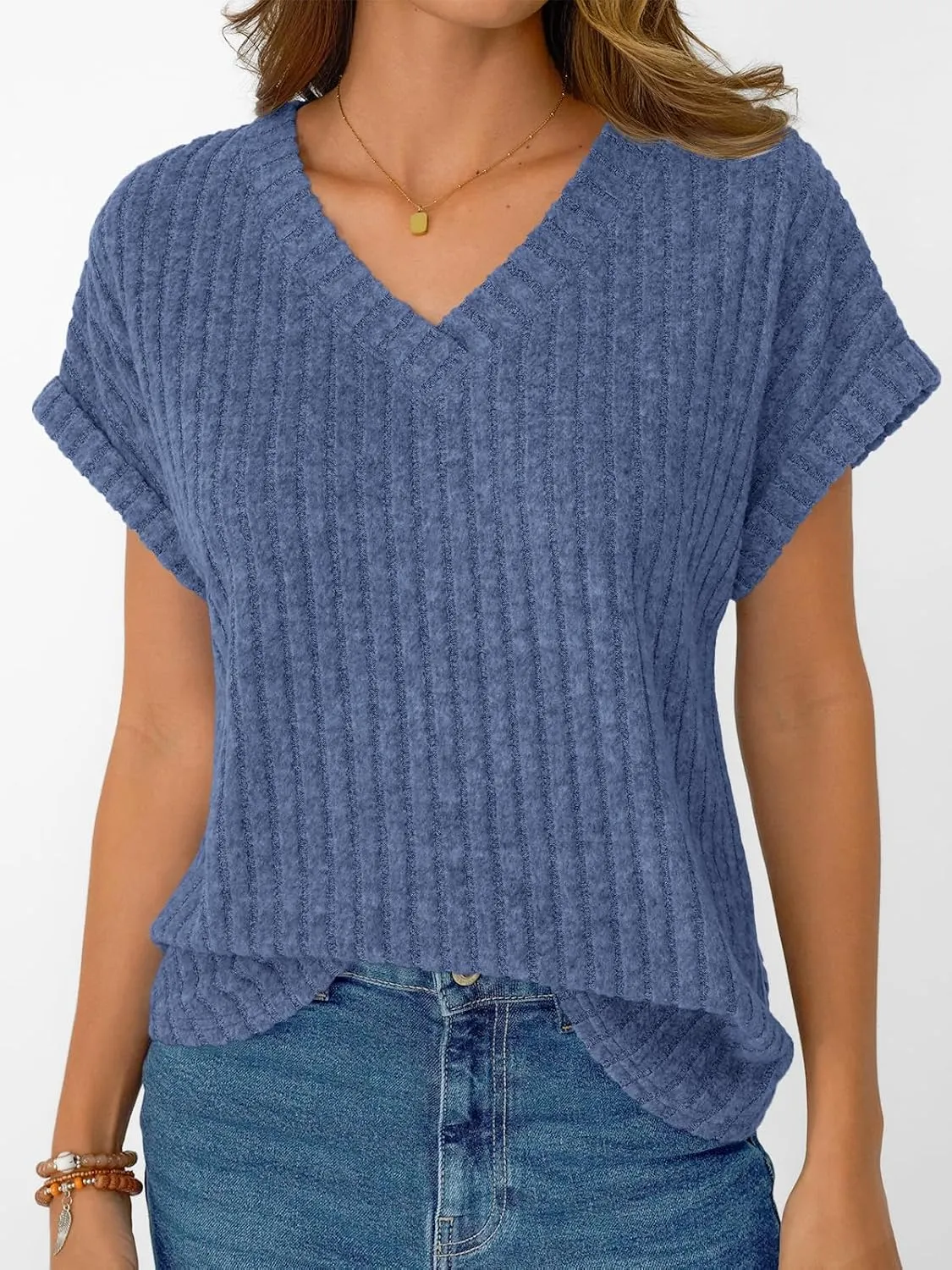 AUTOMET Women Tops Summer Sweaters Short Sleeve V Neck Shirts 2025 Spring Fashion Dressy Casual Business Tunic Blouses