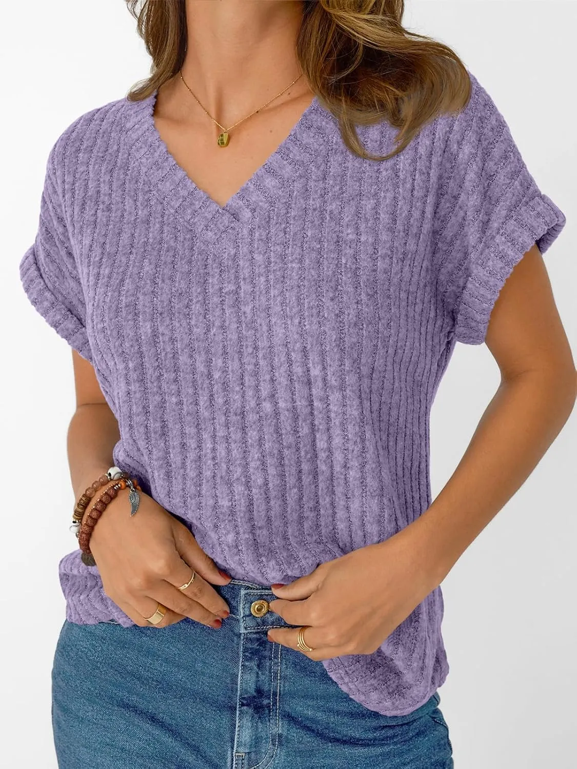 AUTOMET Women Tops Summer Sweaters Short Sleeve V Neck Shirts 2025 Spring Fashion Dressy Casual Business Tunic Blouses