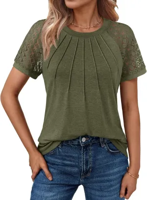 AUTOMET Womens Summer Tops Spring Shirts Trendy Vacation Outfits Short Sleeve Business Tshirts Fashion Casual Blouses