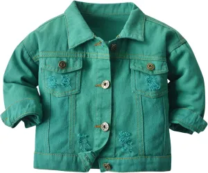 Baby Boys Girls Denim Jacket Kids Toddler Girls Button Down Jeans Jacket Top Teen Coat Outerwear