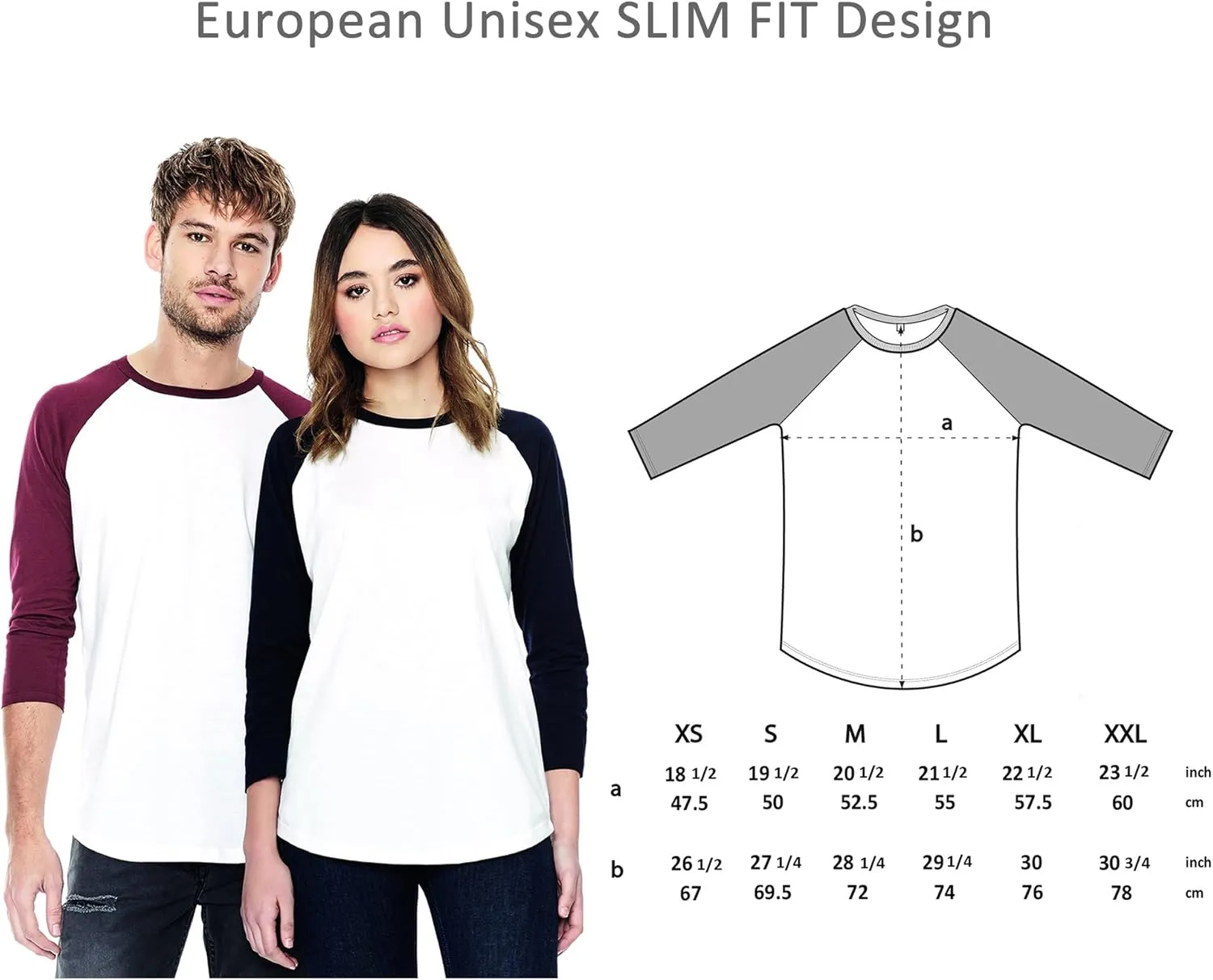 Baseball Tee T Shirts for Women | Raglan Jersey 3/4 Long Sleeve | Organic Cotton