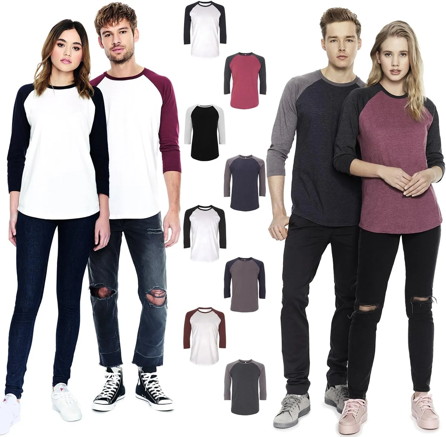 Baseball Tee T Shirts for Women | Raglan Jersey 3/4 Long Sleeve | Organic Cotton