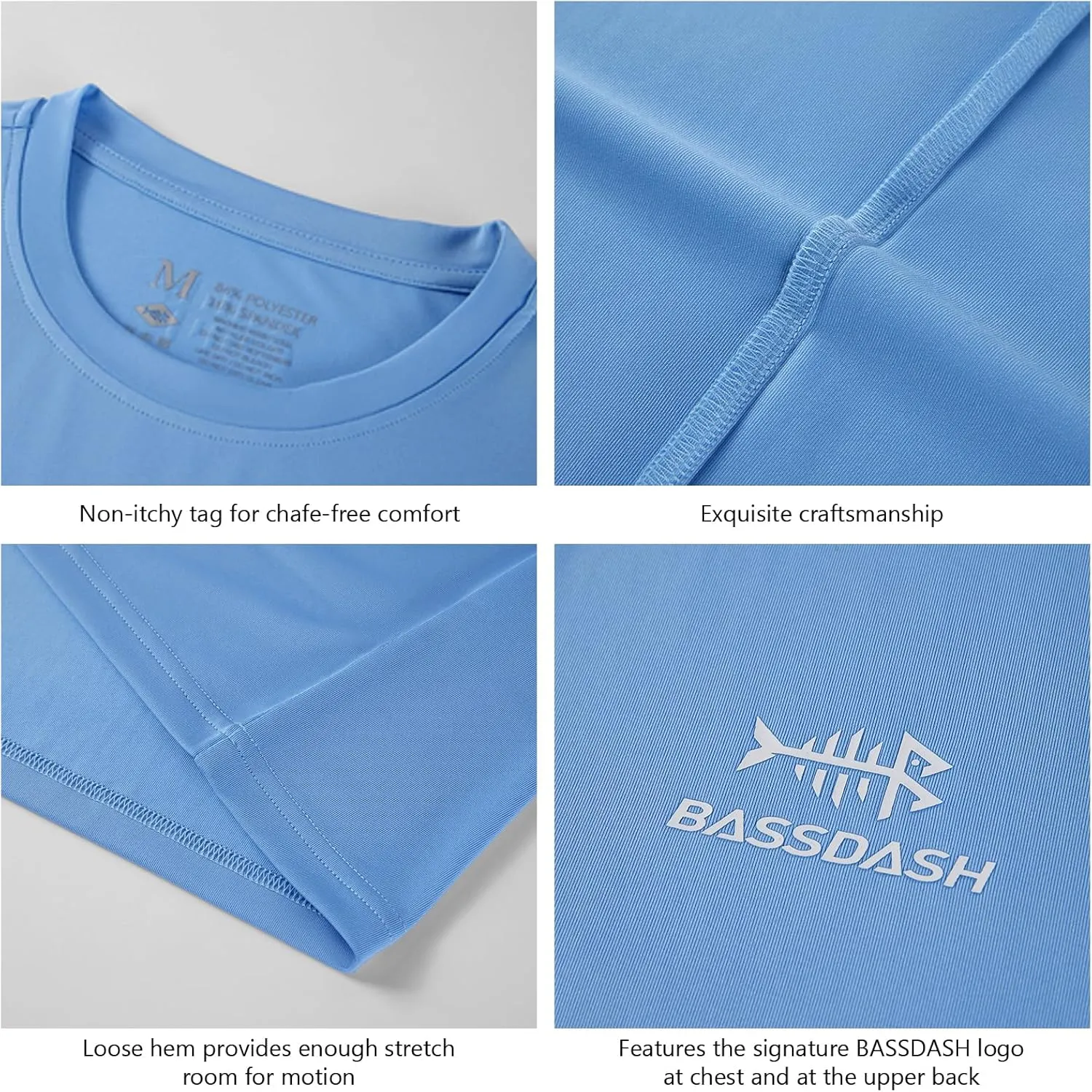 BASSDASH Mens UPF 50  Short Sleeve Fishing Shirts Performance Cooling UV Sun Protection Hiking T-Shirts