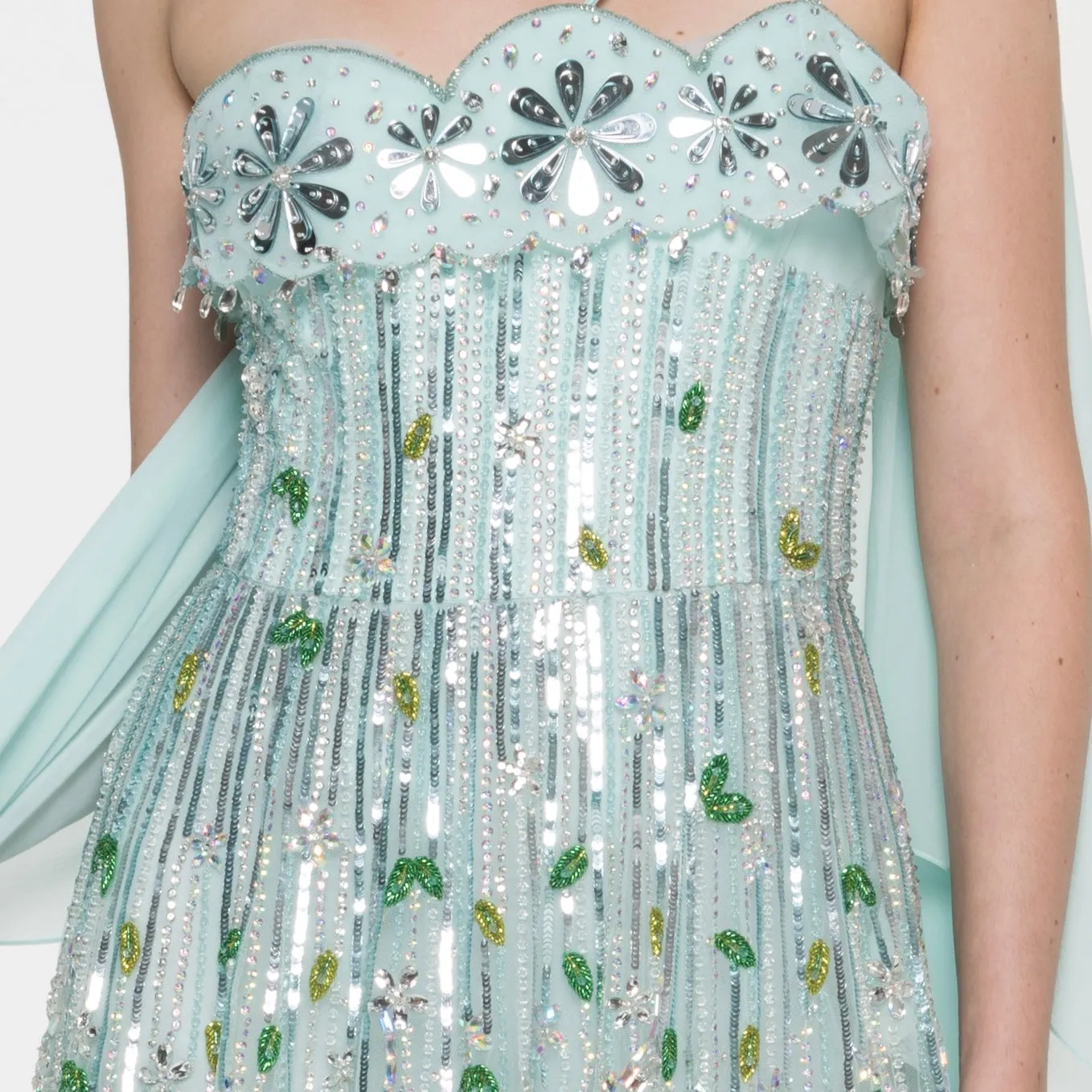 Beaded Tulle Dress with Georgette Shawls