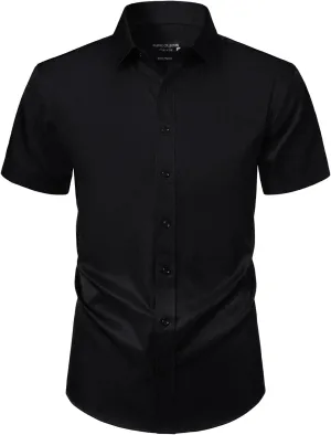 BEILU Men's Stain Shield Short Sleeve Slim Fit Formal Dress Shirts Business Casual Button Down Shirts