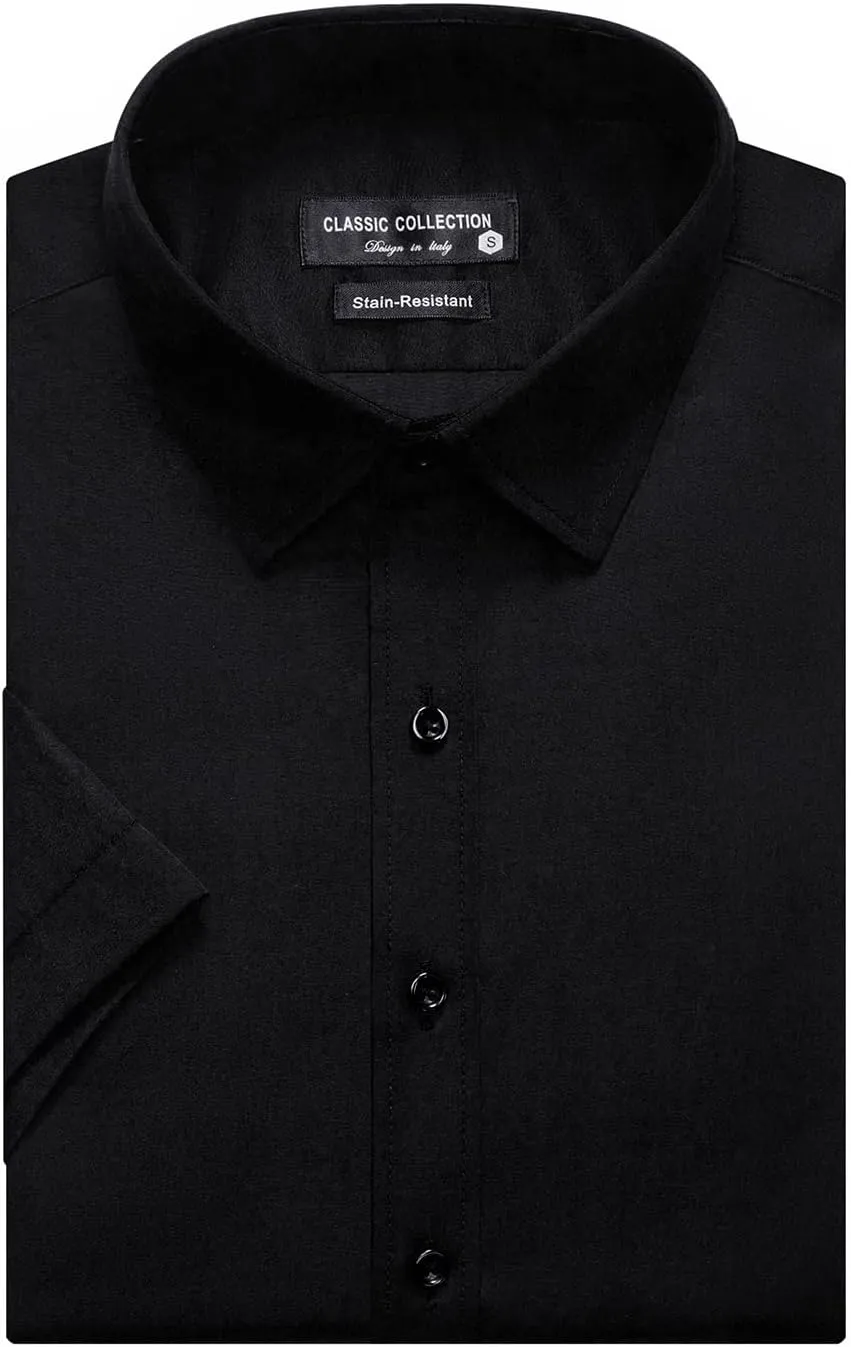 BEILU Men's Stain Shield Short Sleeve Slim Fit Formal Dress Shirts Business Casual Button Down Shirts