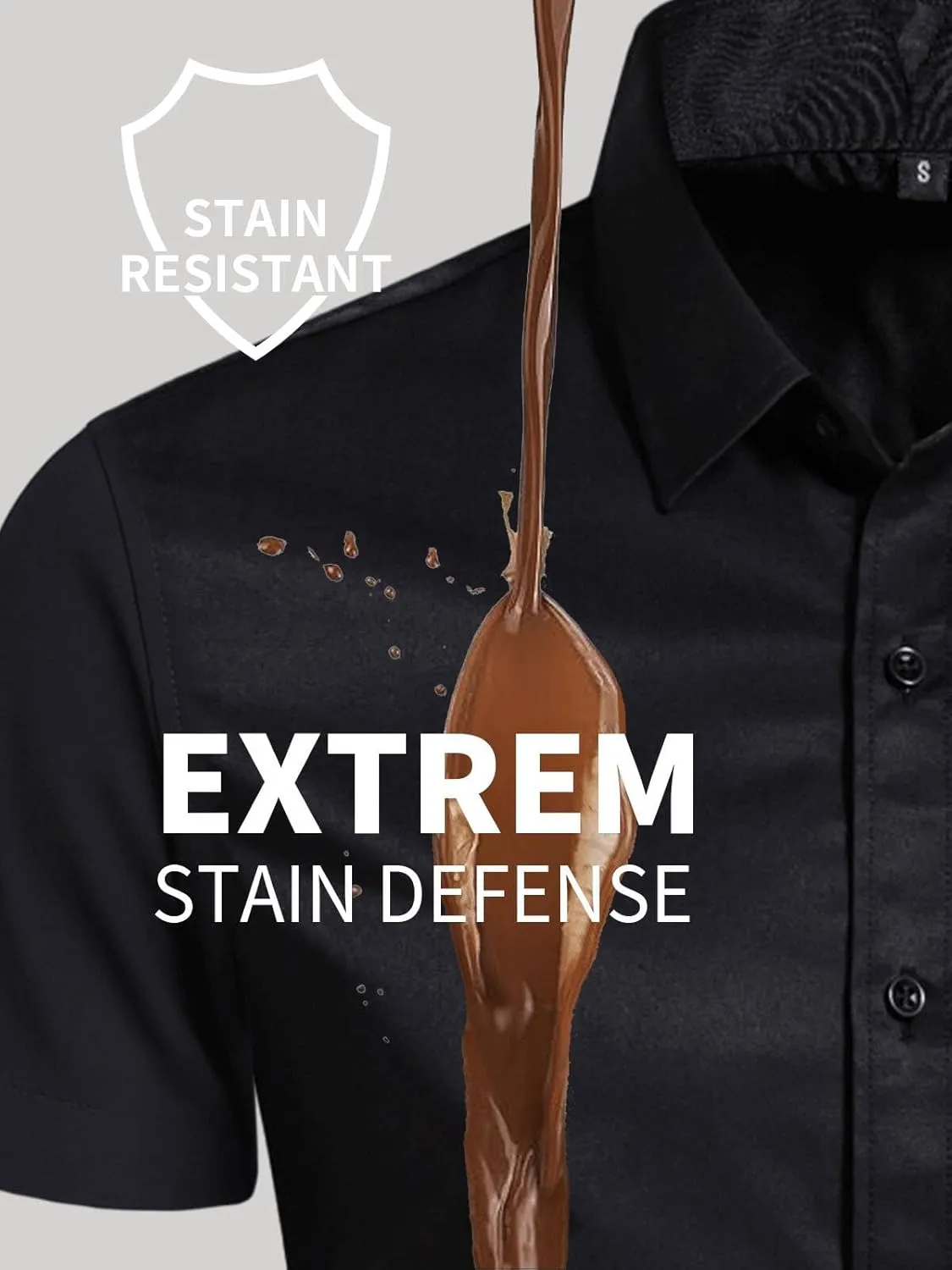 BEILU Men's Stain Shield Short Sleeve Slim Fit Formal Dress Shirts Business Casual Button Down Shirts