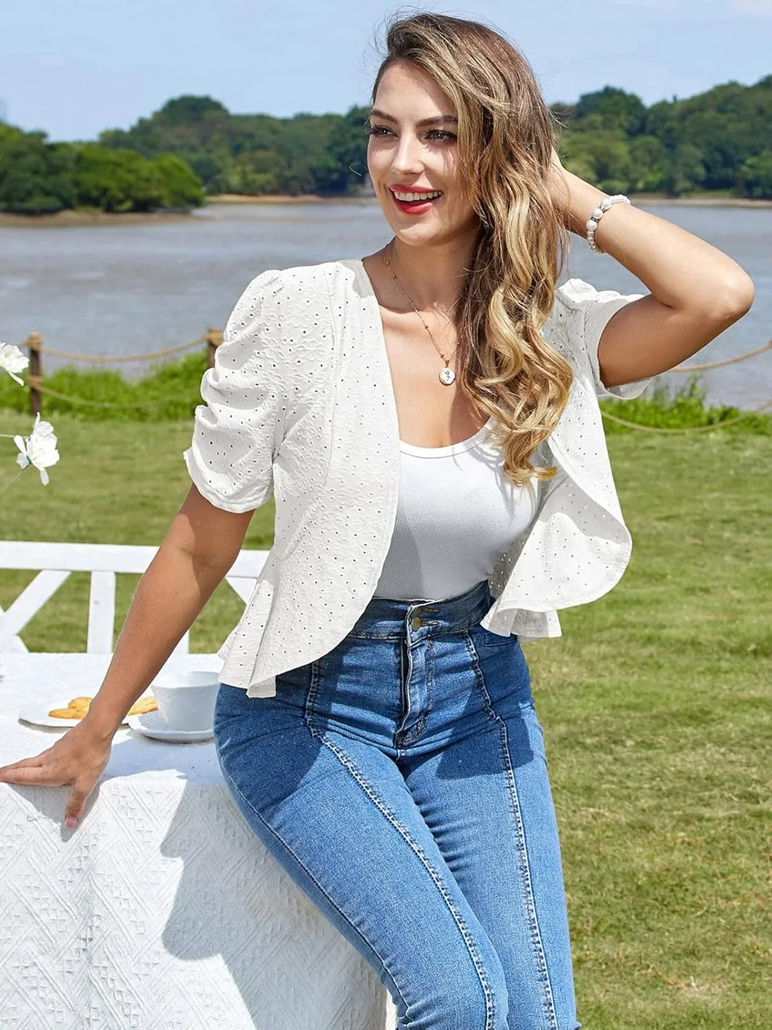 Belle Poque Women's 2025 Summer Bolero Shrug Lightweight Short Sleeve Cropped Open Front Cardigan for Dresses