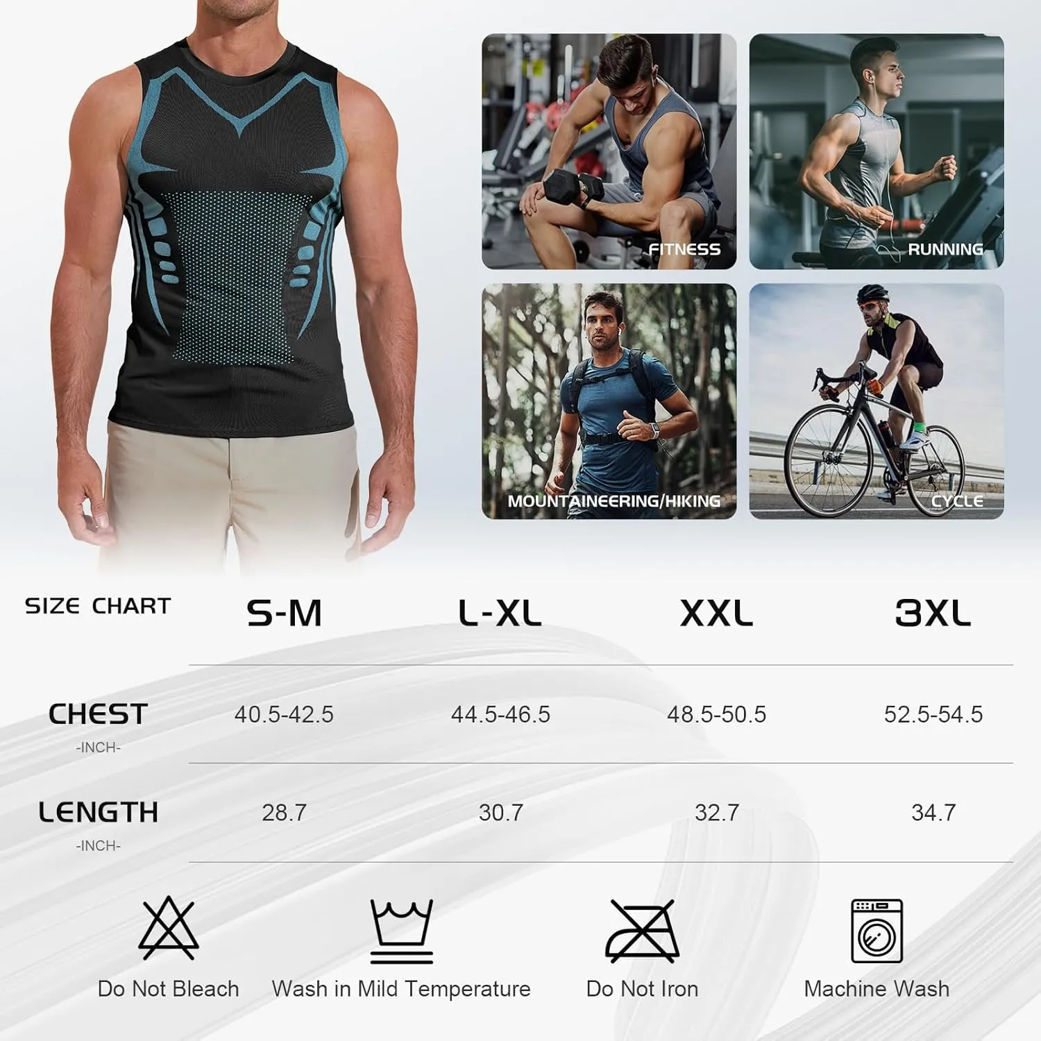 Beotyshow Ionic Shaping Sleeveless Shirt Gynecomastia Compression Shirts Slimming Body Shaper Vest Shapewear Tank Top for Men