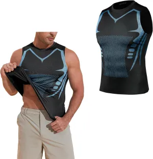 Beotyshow Ionic Shaping Sleeveless Shirt Gynecomastia Compression Shirts Slimming Body Shaper Vest Shapewear Tank Top for Men