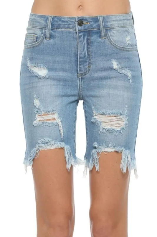 Bermuda Distressed Denim Shorts