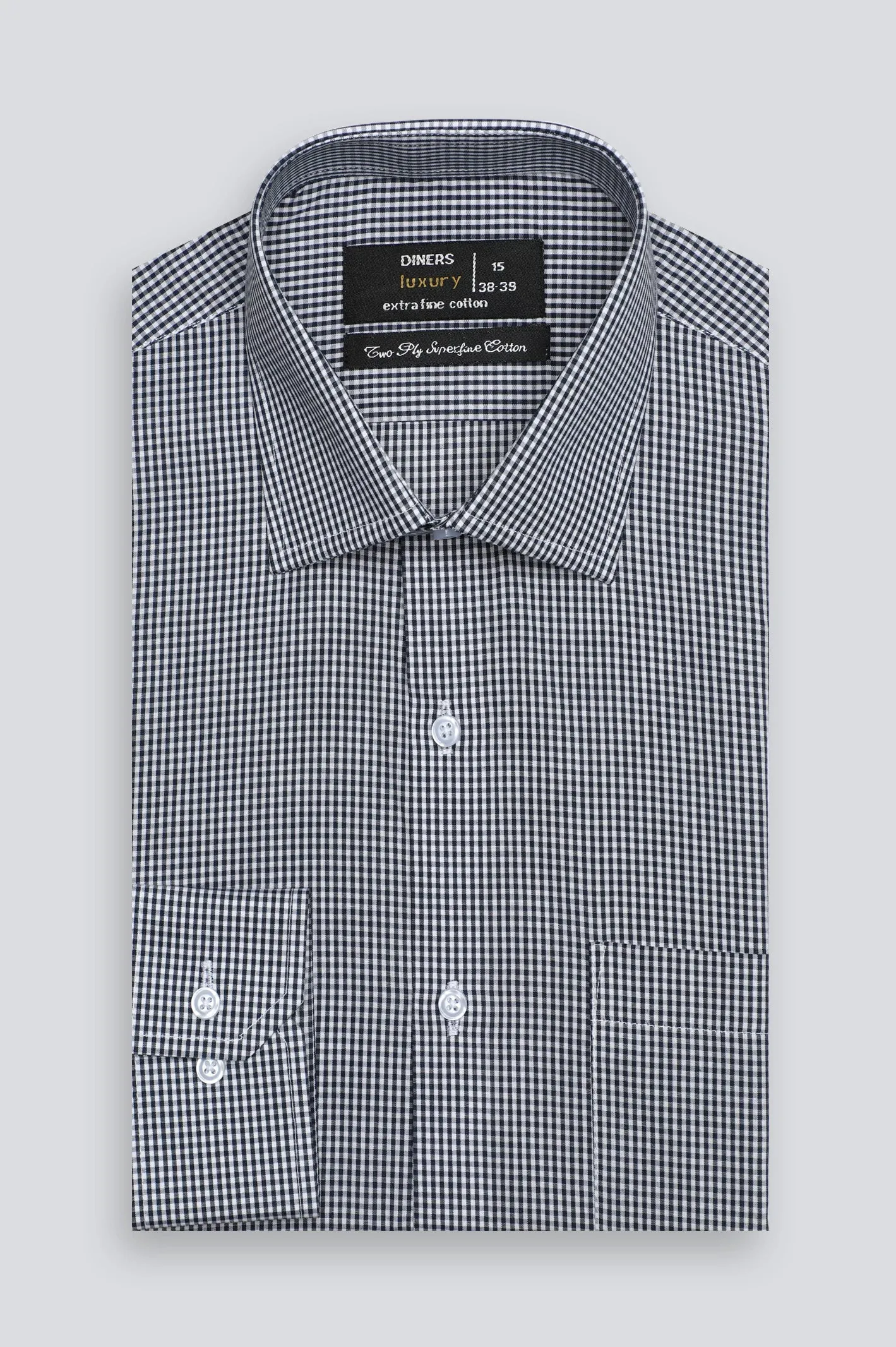 Black Mini Check Formal Shirt
