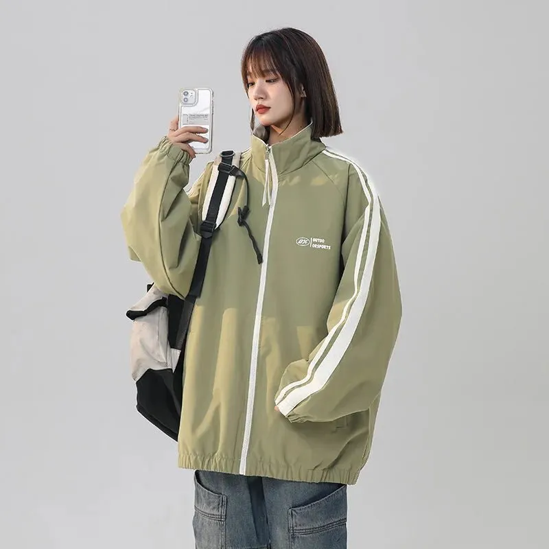 Black Striped Oversized Track Jacket